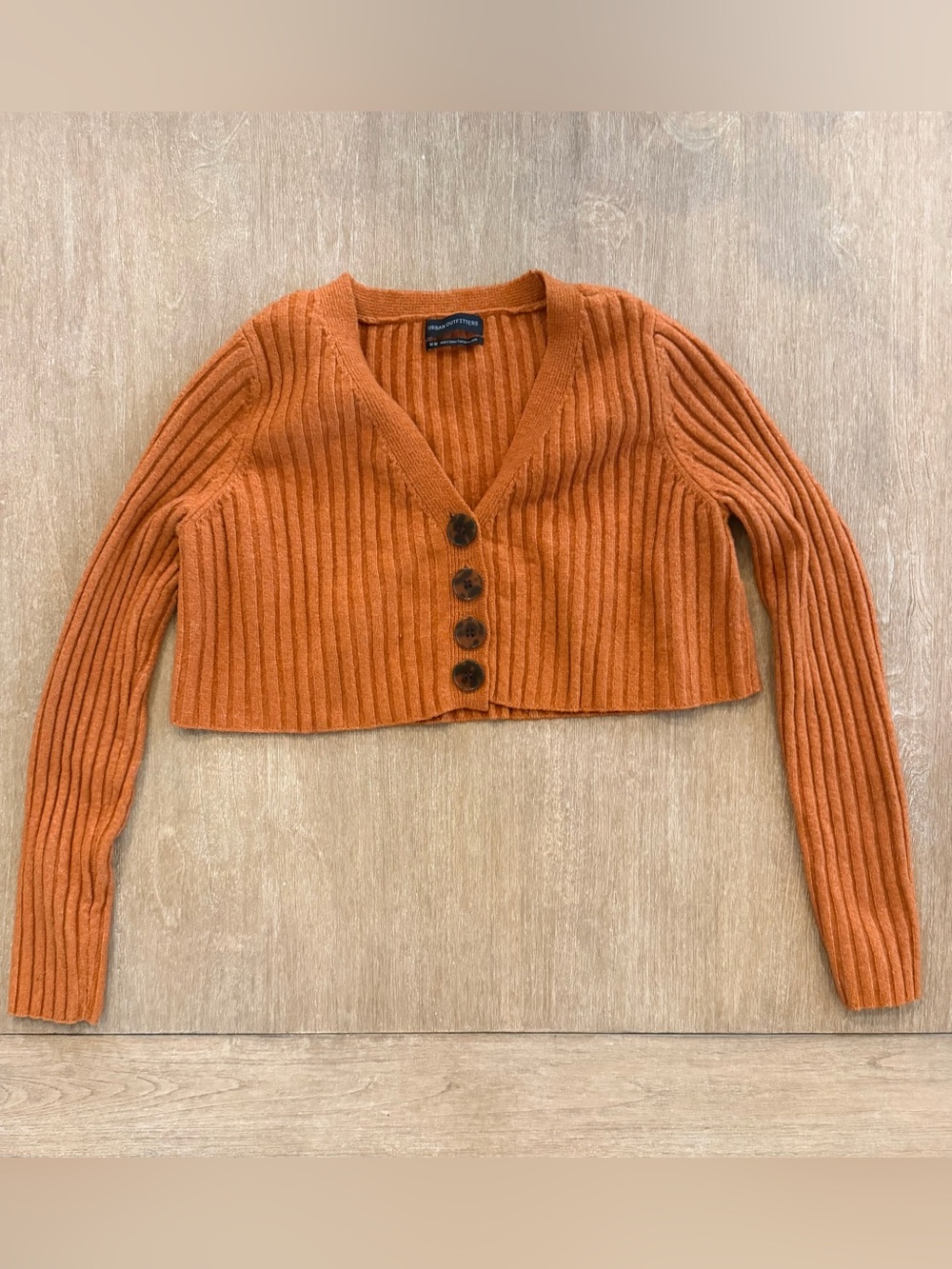Urban Outfitters Rust Orange Ribbed Cropped Cardigan Size Medium